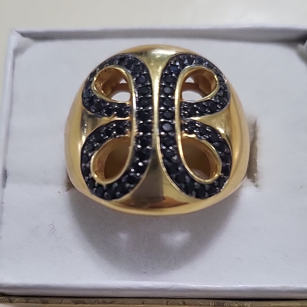 Elegant Gold and Black Spinel Women's Ring